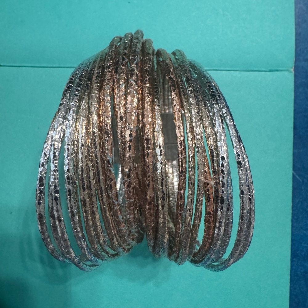 Silver and Gold Textured Bangles
